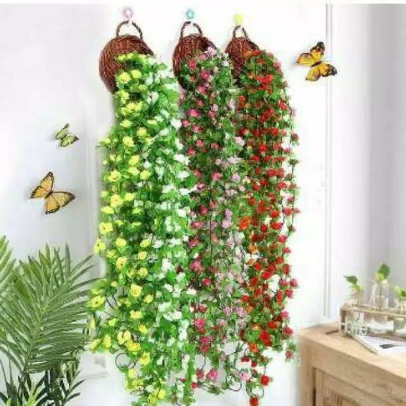 BUNGA PLASTIK ARTIFICIAL DAUN RAMBAT BUNGA/BUNGA PLASTIK DAUN JUNTAI