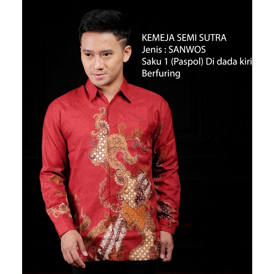 Kemeja Batik Semi Sutra Pria | Hem Batik Semi Sutra Pria | Kemeja Batik | SS0048