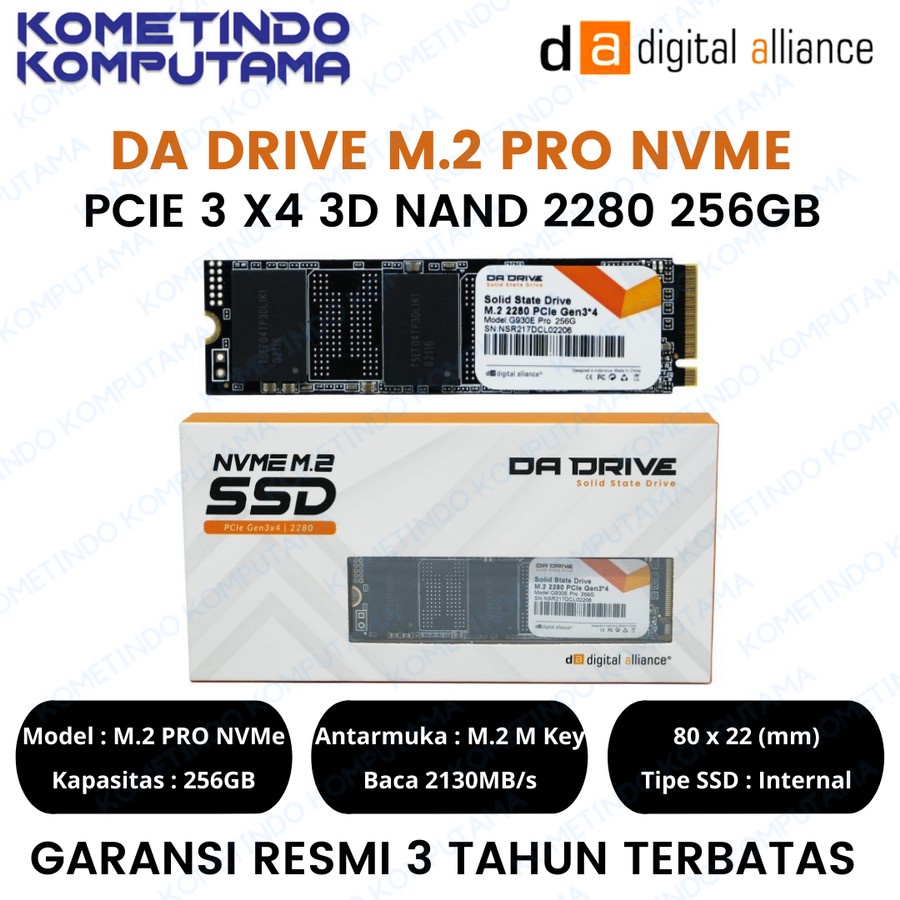 NVMe SSD 256GB DA DRIVE M.2 PRO NVMe READ 2130MB/s WRITE 1720MB/s