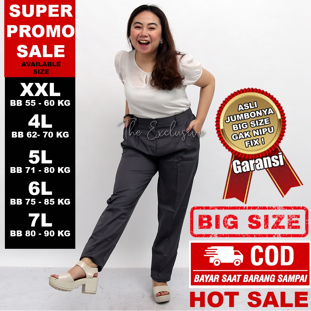 JUMBO BAGGY PANTS BB 57 - 90 KG CELANA KERJA BIG SIZE CELANA PANJANG WANITA CELANA KANTOR WANITA