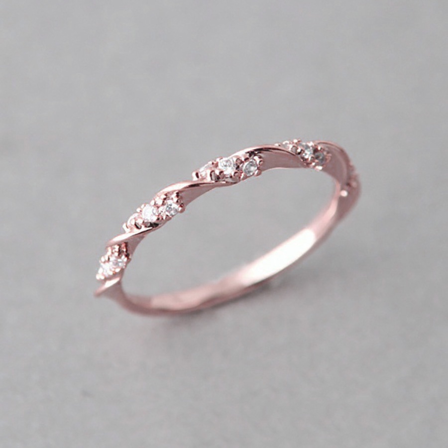 Cincin Wanita Bahan Sterling Silver 925 Hias Kristal / Berlian Gaya Korea / Simple Untuk Pertunangan / Pernikahan