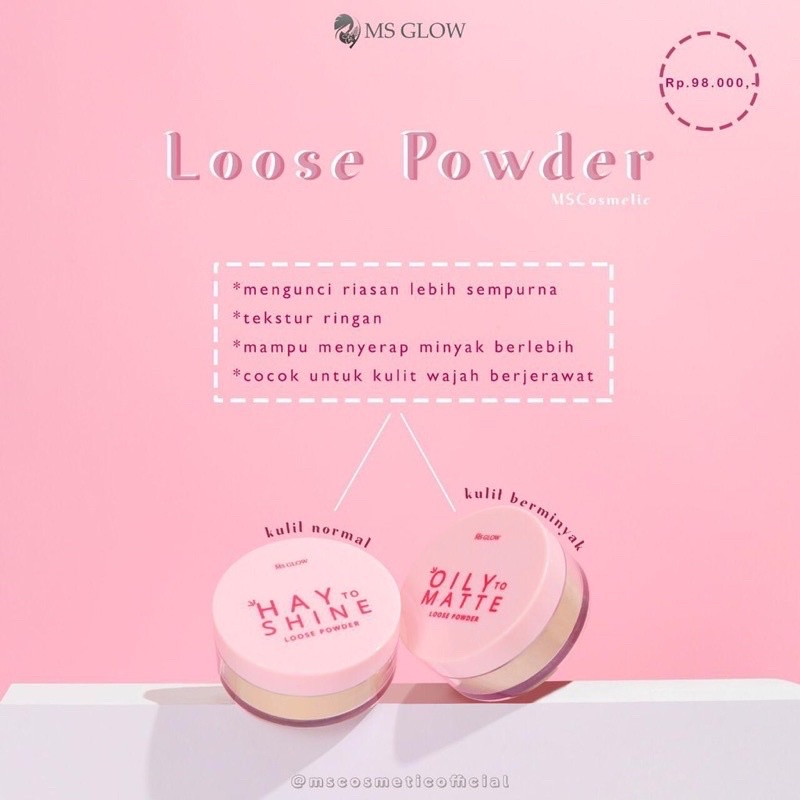 LOOSE POWDER MS GLOW BEDAK TABUR MS GLOW NATURAL IVORY OILY TO MATTE