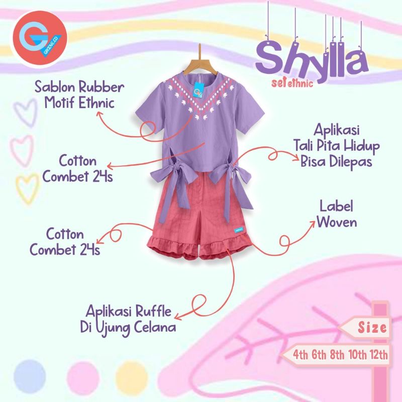 Setelan anak perempuan shylla set ethnic size 4- 12 tahun by groove