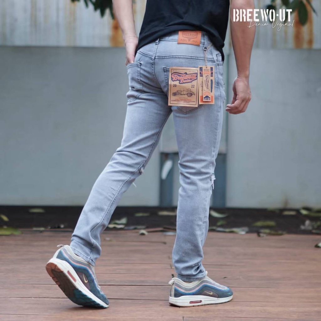 Celana panjang sobek pria celana jeans sobek Celana robek pria Celana jeans robek pria sobek lutut premium tidak tembus