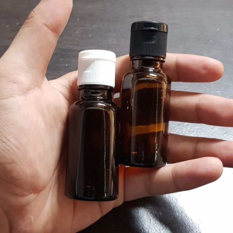 botol kaca 20ml coklat tebal tutup fliptop