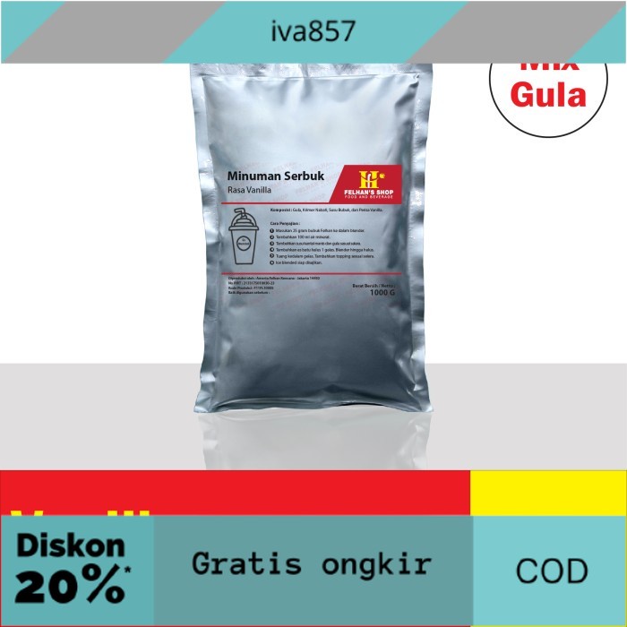 

PROMO (1 Kg) Vanilla Premix Milkshake / Bubble Powder Drink GRATIS ONGKIR