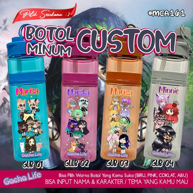 BARU Botol Minum Custom Anak tema GACHA LIFE