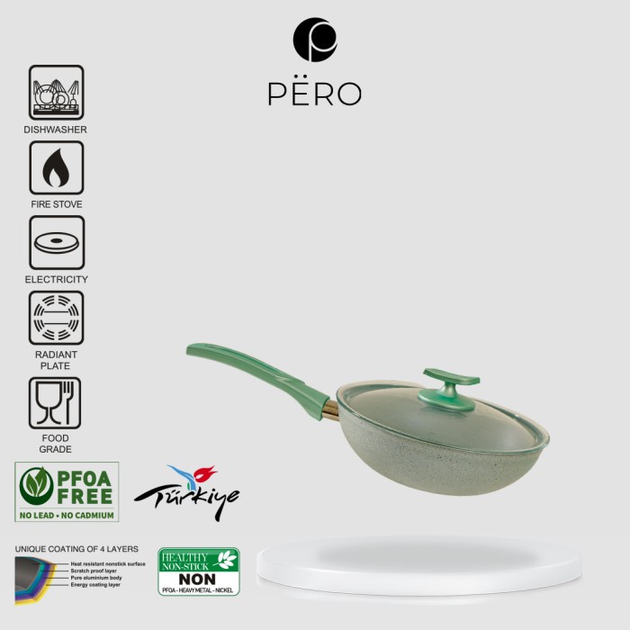 PERO WOK PAN 24CM + GLASS LID