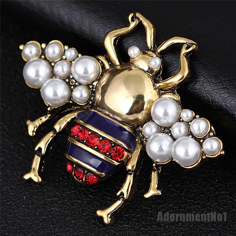 (Adornmentno1) Bros Pin Vintage Bentuk Lebah Aksen Kristal Untuk Wanita