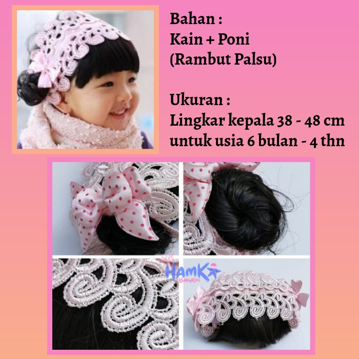 Bandana Bando Wig Aksesoris Bondu Topi Bayi Rambut Poni Kepang Palsu Anak Bayi Baby Balita Perempuan