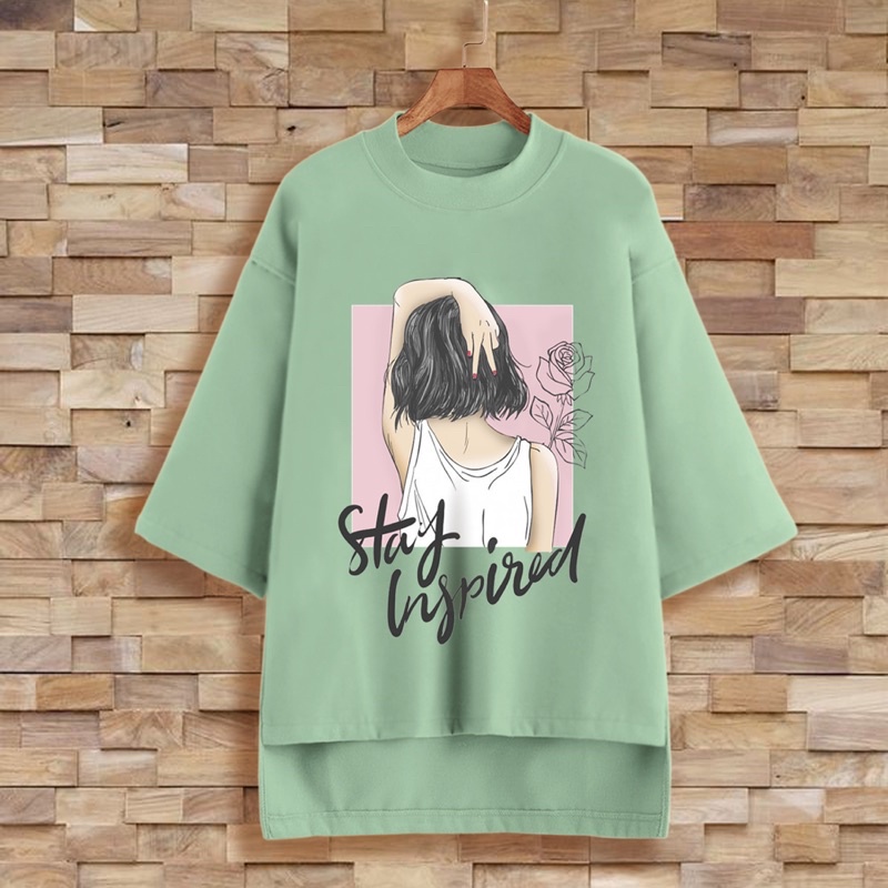 PUFFY_ID kaos oversize tunik wanita STAY INSPIRED tshirt big size cewek premium
