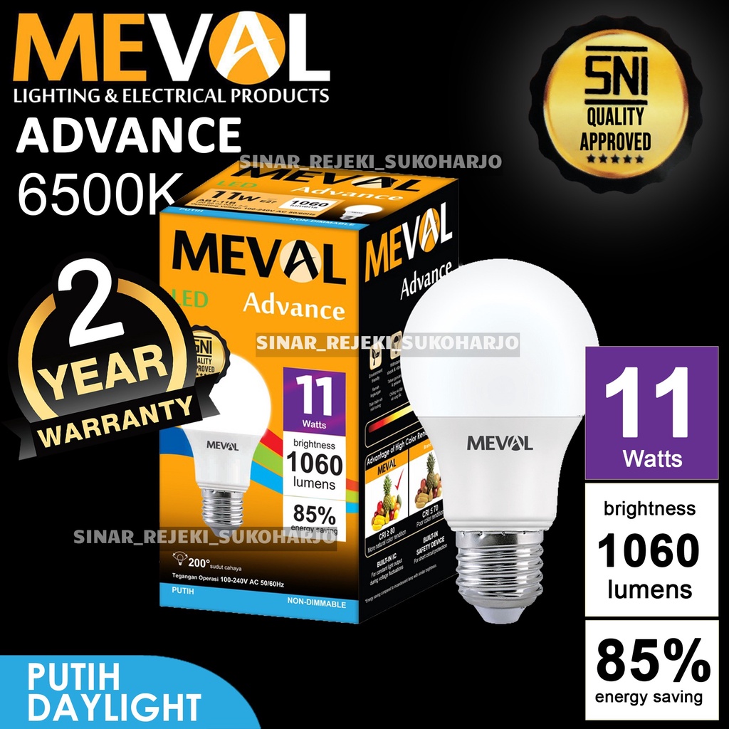 Meval Lampu LED Bulb Advance 11W - Putih