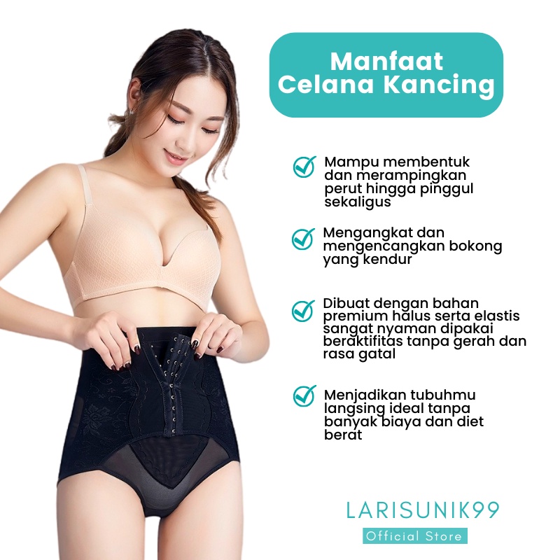 Celana Korset Pelangsing Perut Pakaian Dalam Wanita Pengangkat Bokong Dilengkapi Kancing