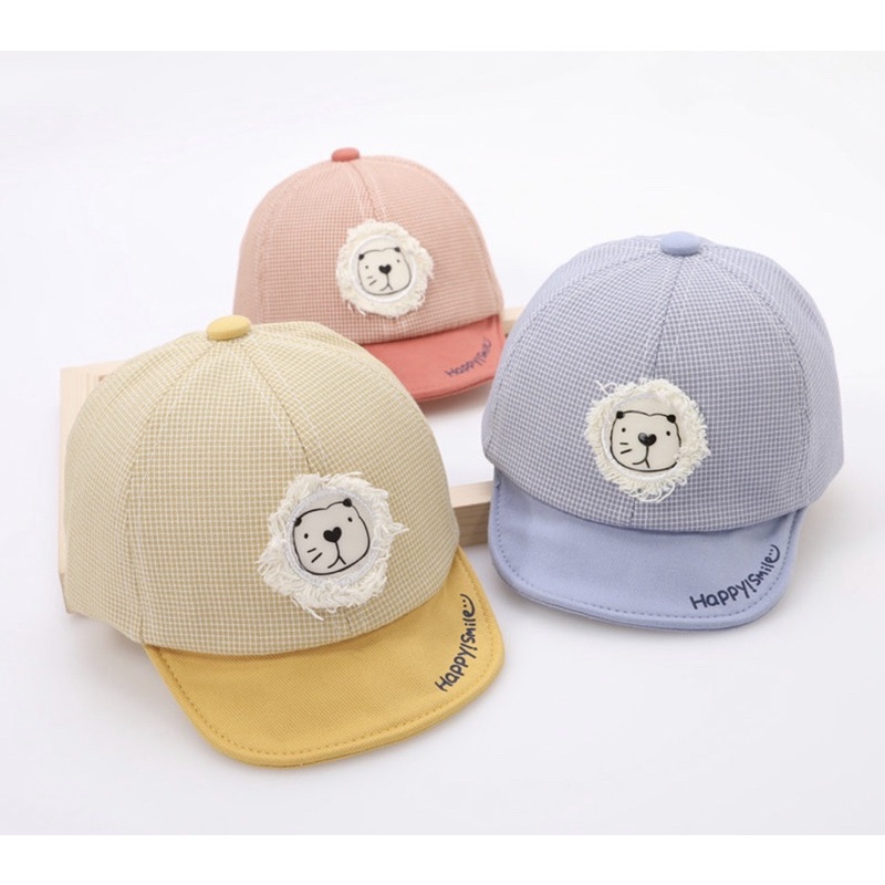 5-18 bulan Topi Baseball Anak Bayi Model Kotak Lion Happy Smile Anak laki laki Anak Perempuan