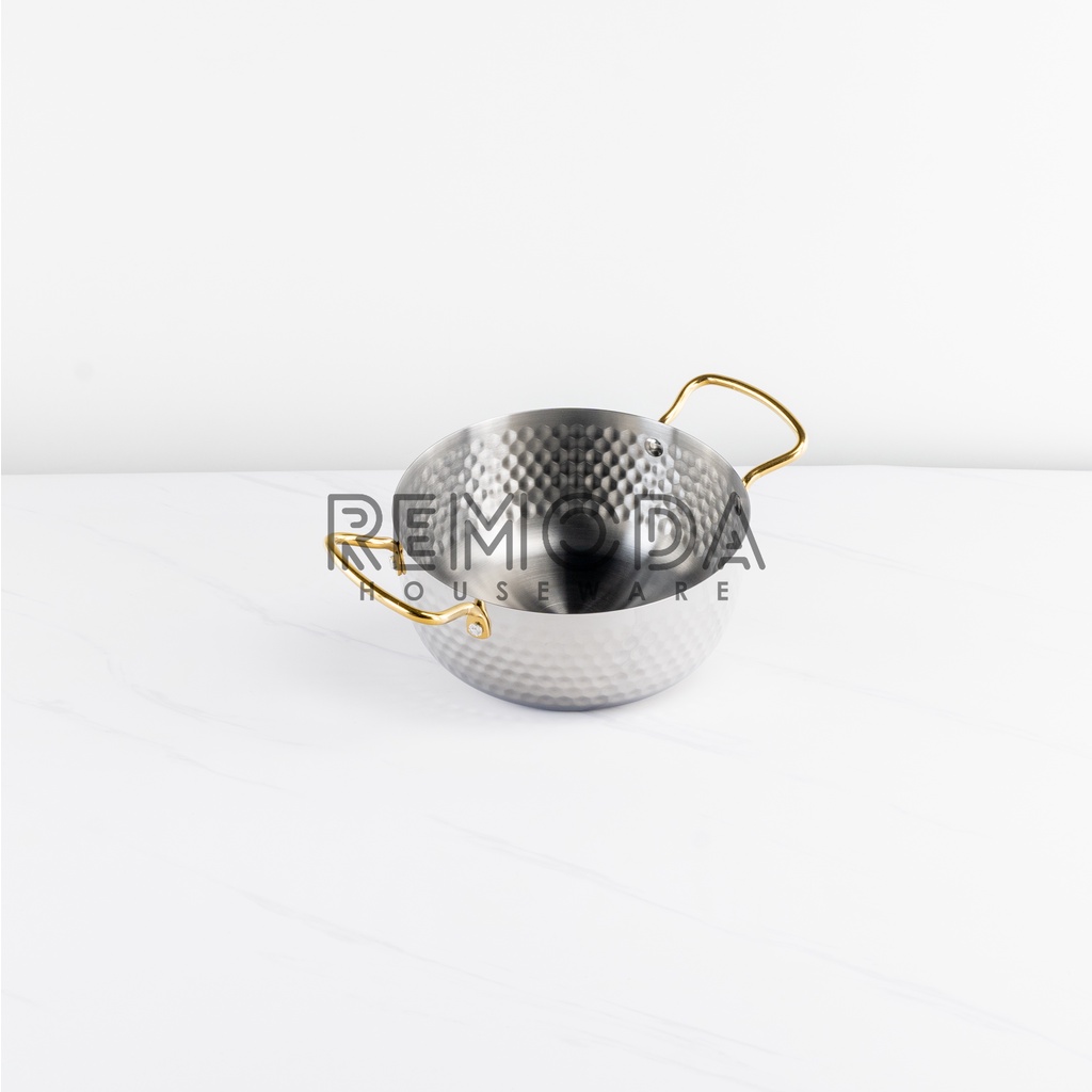 [Calypso] Korean Ramen Pot Stainless Steel Motif Gold &amp; Silver