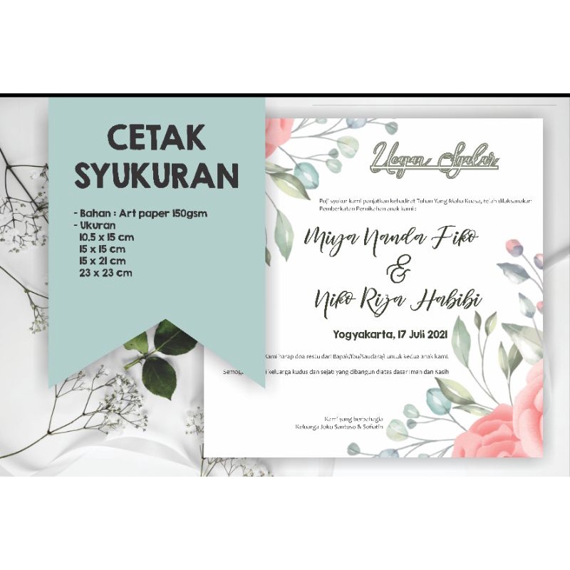 Selebaran Ucapan Aqiqah Murah/Syukuran selapanan/Syukuran Pernikahan/ Syukuran 7 bulanan