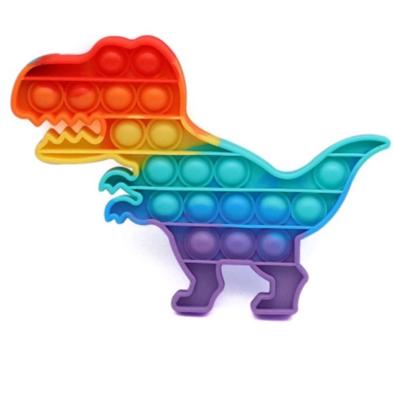 Pop It Rainbow Pop it Among Pop it Bulat Pop It Unicorn Mainan Anak edukasi Pop it Bulat Pop it persegi Mainan anak Pop it Dino mainan anak edukasi-DINO RAINBOW