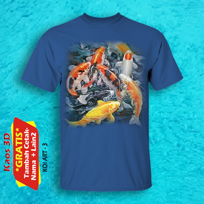 KAOS 3D GAMBAR IKAN KOY KOI ART 3 KUALITAS CETAK REAL PICK UKURAN ANAK SAMPAI DEWASA