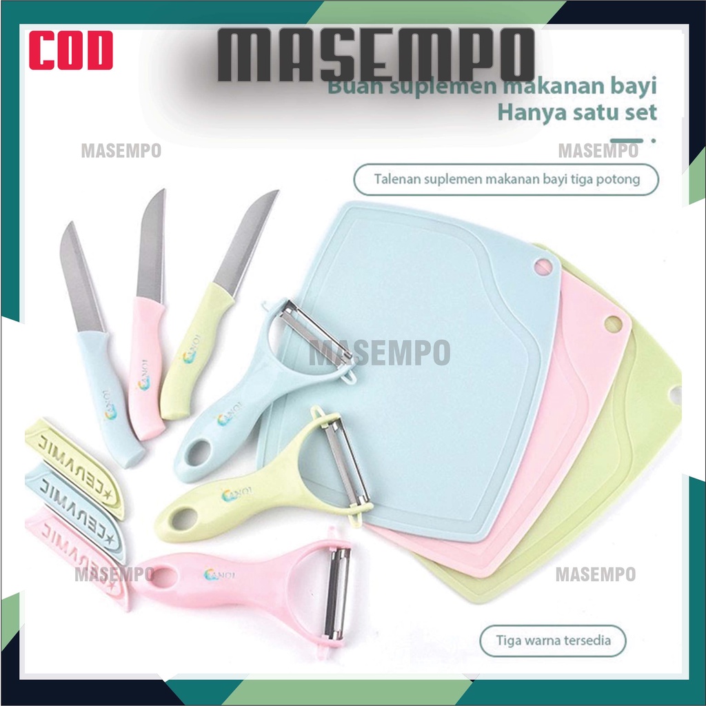 Pisau Dapur Keramik Set 3in1 + Talenan