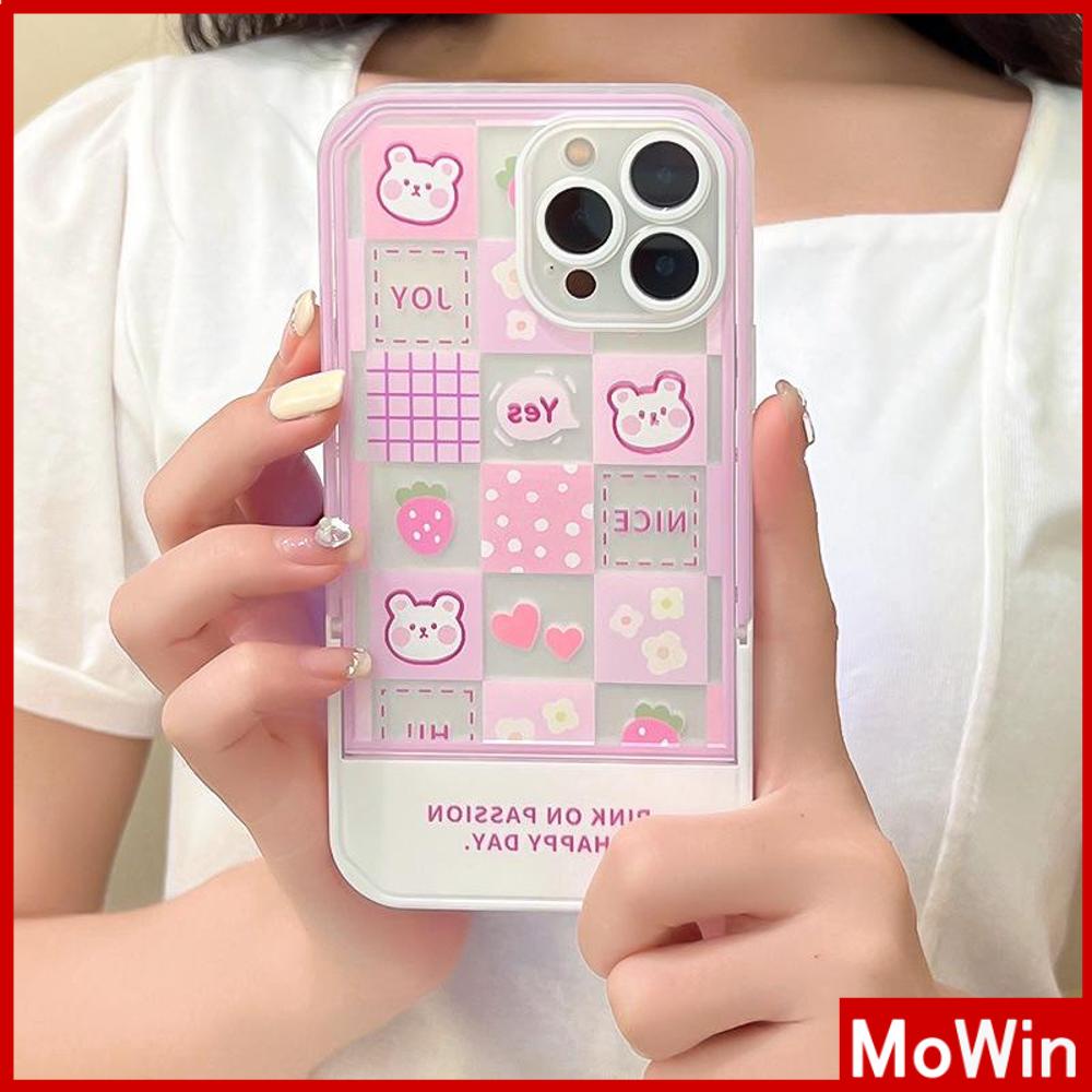 iPhone Case Acrylic Invisible Folding Stand Silicone Soft Case Airbag Shockproof Camera Cover Bear Cute Cartoon Compatible For iPhone 11 Pro Max 13 Pro Max 12 Pro Max 7Plus XS Max