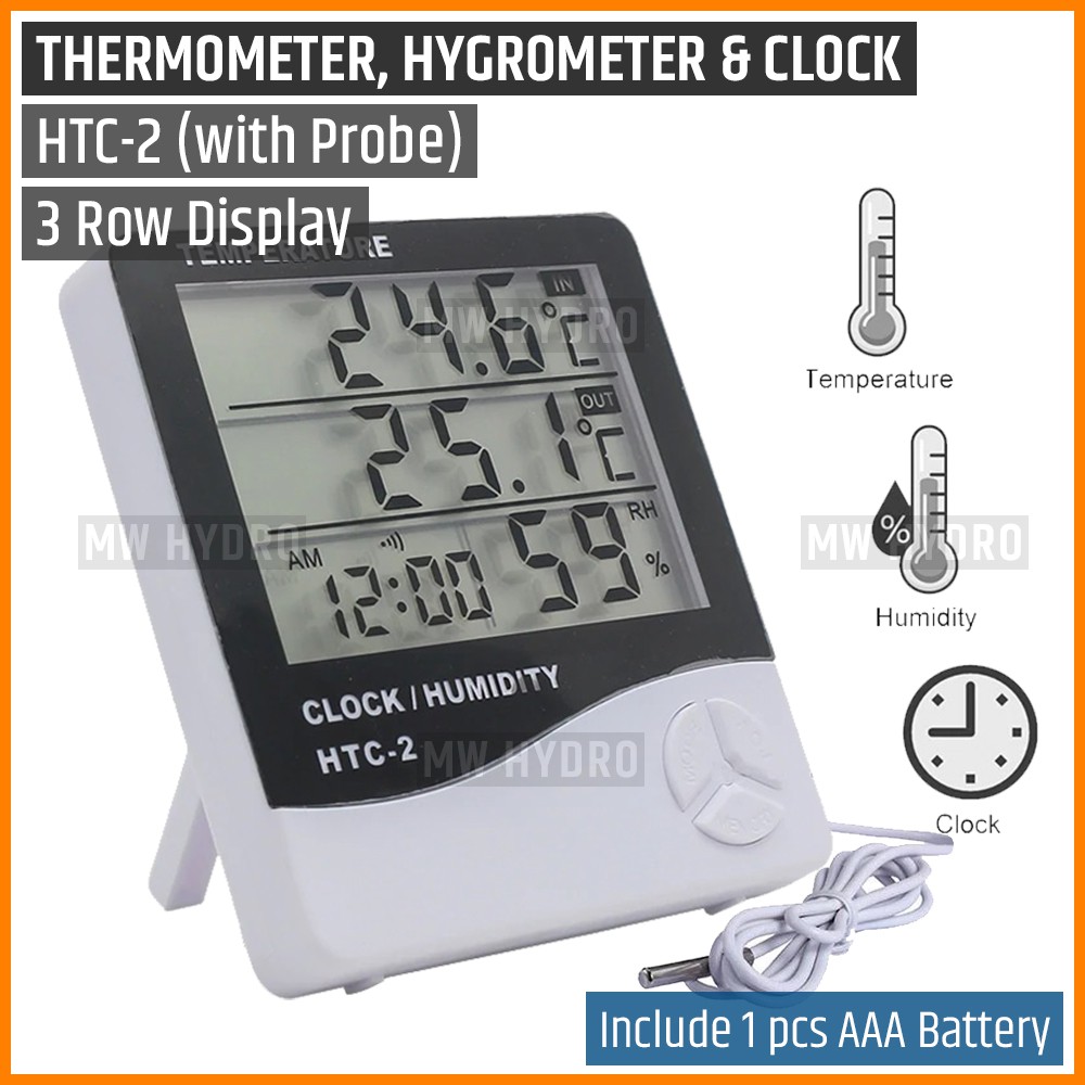 Jual HTC-2 - 3 Row Display - In/Out Thermometer, Hygromet   er & Clock