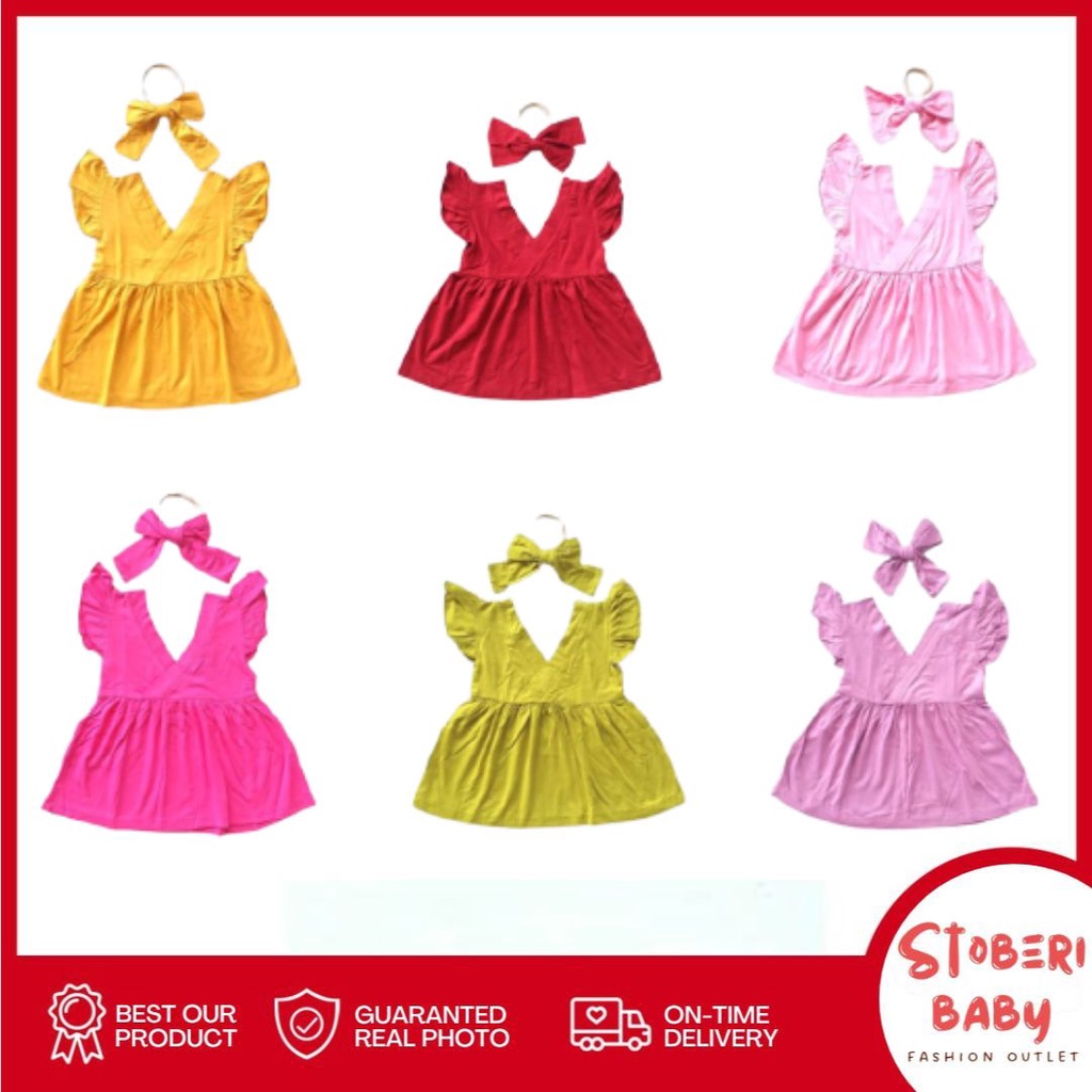 PUNCAK 3.3 stoberi baby - DRESS BABY VIVI Free Headband DRESS ANAK PEREMPUAN
