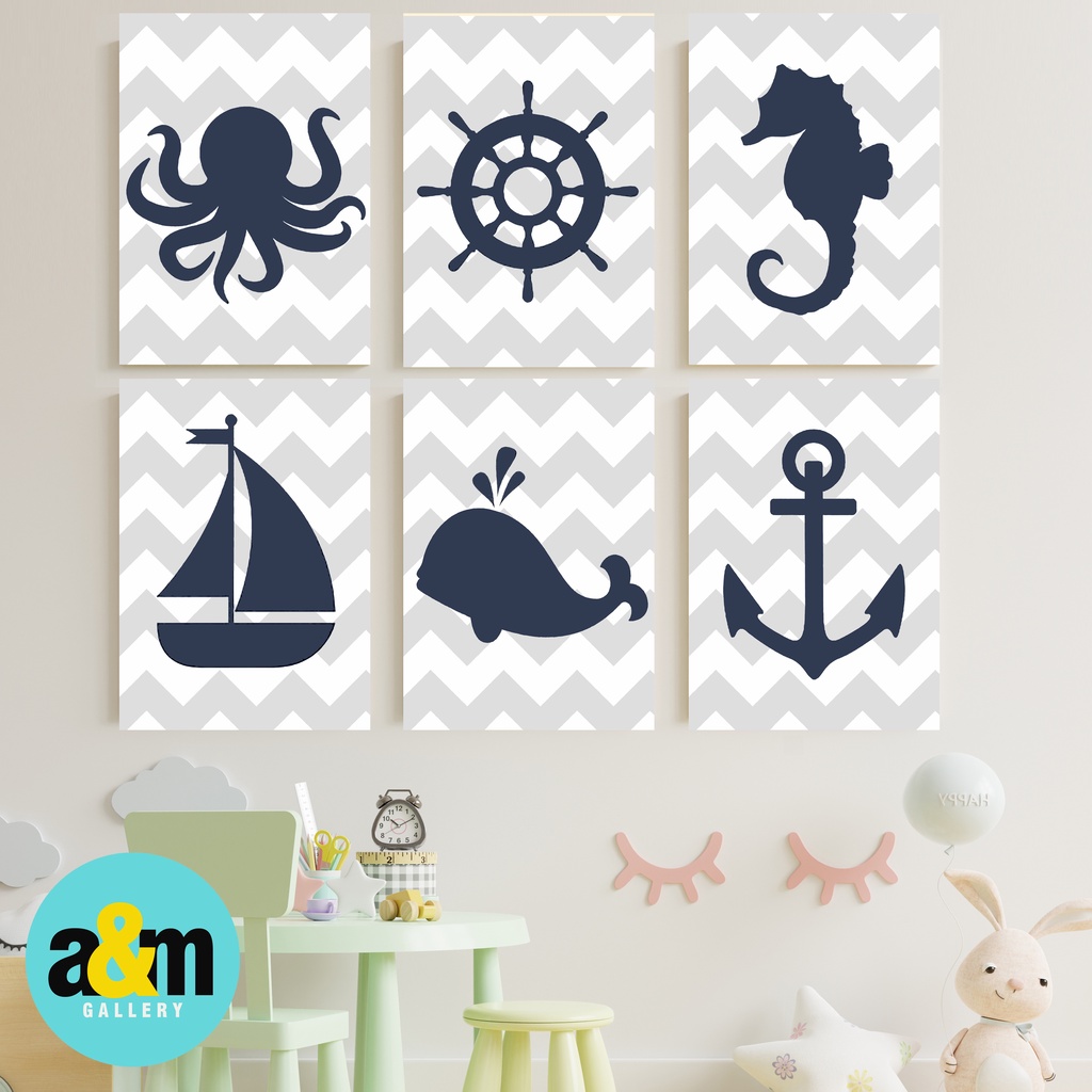 Pajangan Dinding Kamar Anak Tema Bajak Laut (A4) Dekorasi Kamar Bayi Hiasan Dinding Kamar Anak Tema Nautical - A&amp;M