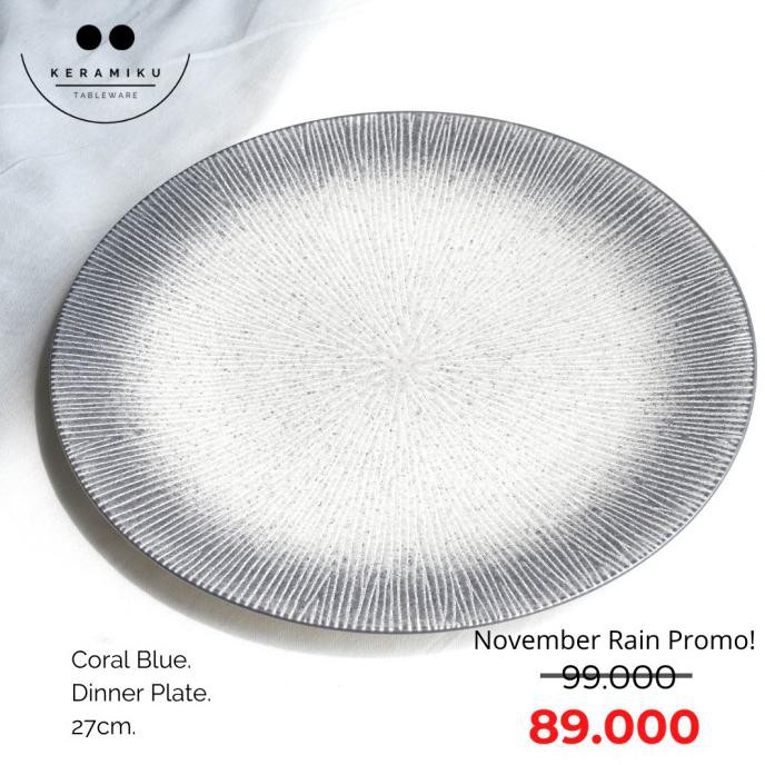 CORAL BLUE DINNER PLATE PIRING MAKAN PIRING KERAMIK TABLEWARE SET