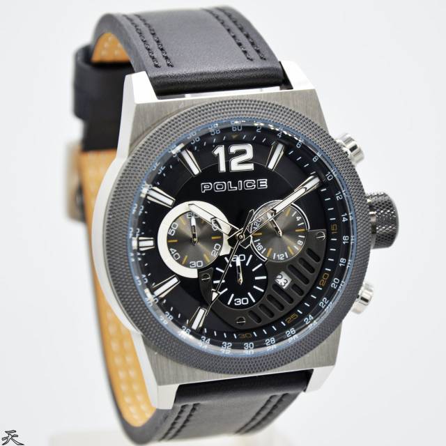 Jam Tangan Pria Police 15529JS Leather Kulit Original Murah