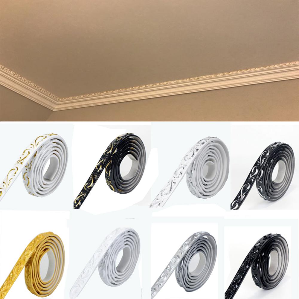 [Elegan] Skirting Line 5m * 20mm Tahan Air Kamar Mandi Hiasan Dinding Dekorasi Rumah 3D PVC Vintage Self Adhesive Baseboard