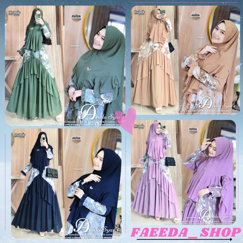 GAMIS TERBARU KEKINIAN WANITA MUSLIMAH SYARI BEST SELLER 2022 AREDA SYARI ORIGINAL BY UWAIS