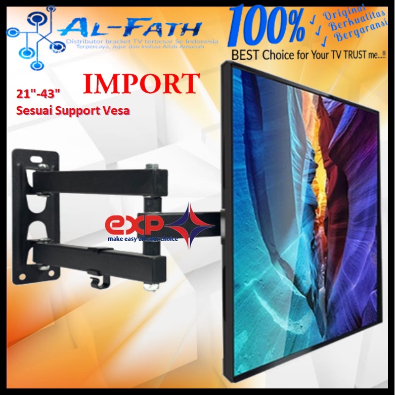 Bracket TV SAMSUNG 14 s/d 43 inch 6 ARAH FULL BESI SUPER KOKOH GARANSI 100% ORI