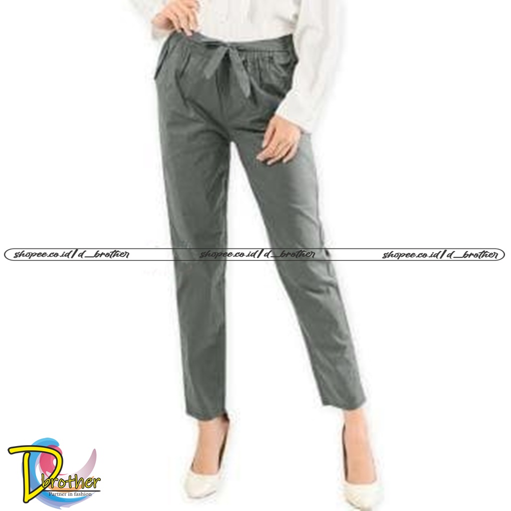 Baggy Pants Harem Katun Strecth Pinggang Tali SIZE JUMBO &amp; STANDART Baggy Pants Tali Katun Poplin