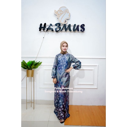 couple gamis jumputan palembang asli sutra silk