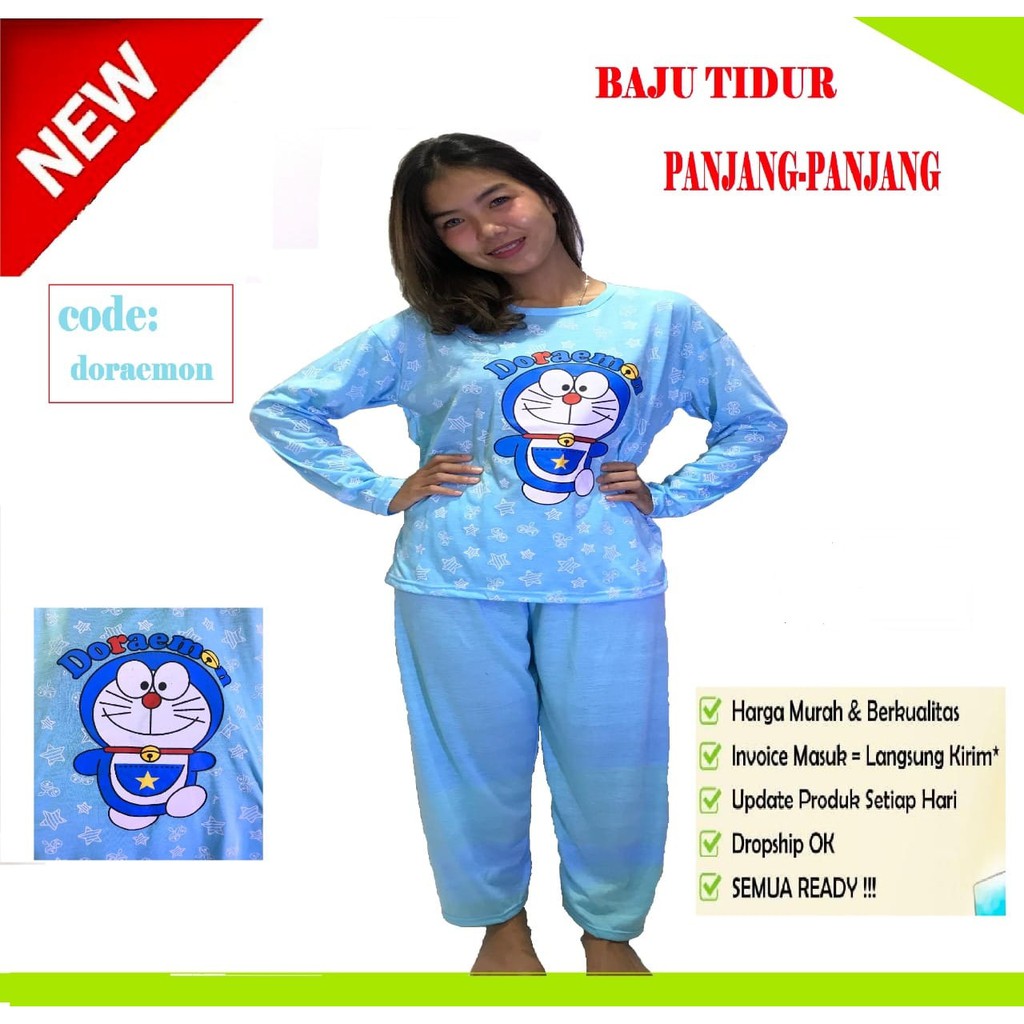 PIYAMA PEREMPUAN PP / BAJU TIDUR PANJANG PANJANG BAHAN KATUN KAOS / BABYDOLS WANITA /BAJU TIDUR CEWE-3
