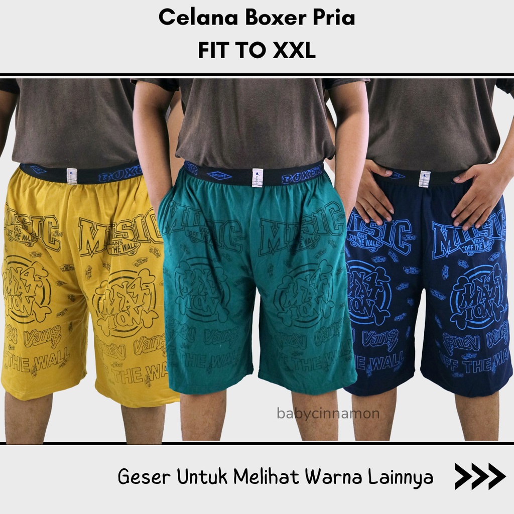 Celana Boxer Uk Dewasa / Pants Santai Kolor Motif Pendek Model Street Adem Pria Harian Outfit Laki