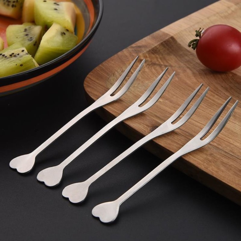 Love type stainless steel fruit fork household fruit sign two tooth fork cake dessert fork fruit fork OWT