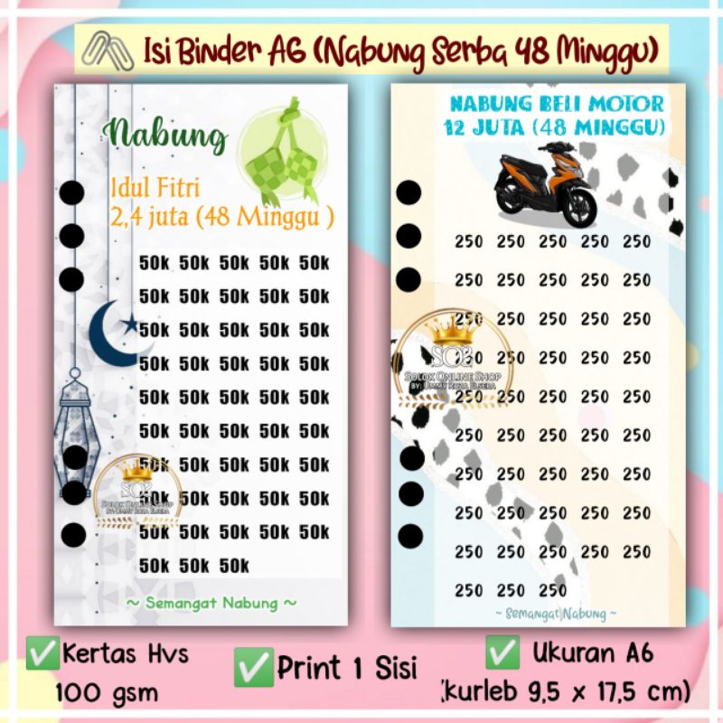 

Nabung Serba 48 minggu | Kertas Binder A6