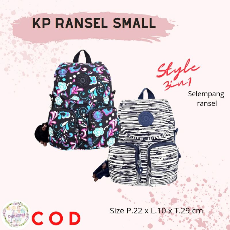 Tas ransel selempang wanita k1pling 8759 import polos dan motif cyutebags