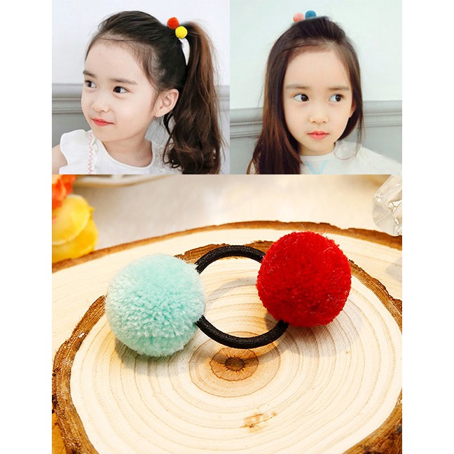 LRC Ikat Rambut Lovely  Fuzzy Balls Decorated Hair Band