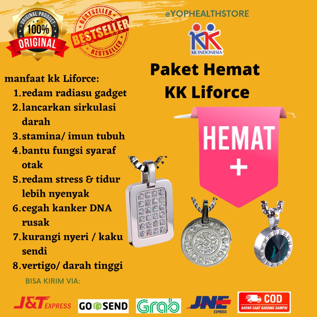 PROMO (3 Pcs) Kalung & Gelang KK Liforce KK Indonesia Kesehatan (Pilih 1 Nomer + Extra 1 KKL Bawah)