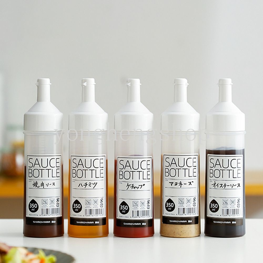 Botol Remas Plastik 350ML Untuk Kecap Saos Salad Mustard Dapur Botol Penyimpanan Dengan Tutup Minyak Cuka Bumbu Dispenser