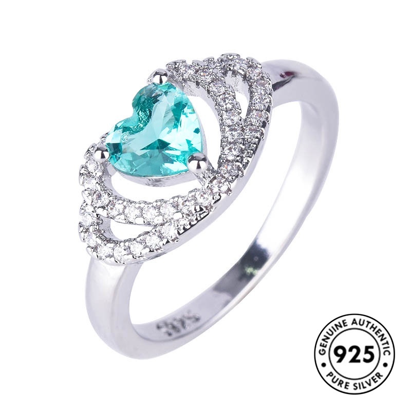 Cincin Sterling Silver 925 Model Hati Hollow Untuk Wanita