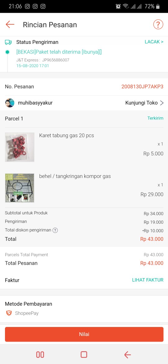 Karet Tabung Gas 20 Pcs