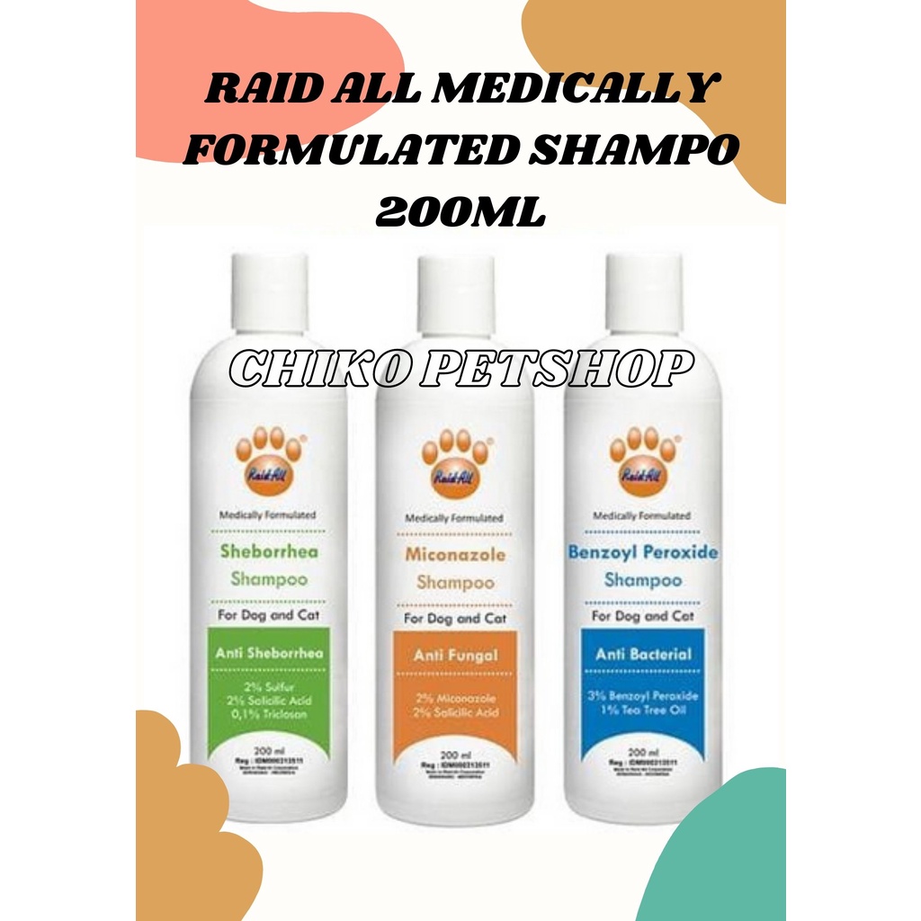 RAID ALL MEDICATED SHAMPOO FORMULATED FOR DOG AND CAT untuk Jamur, Bakteri, Kulit