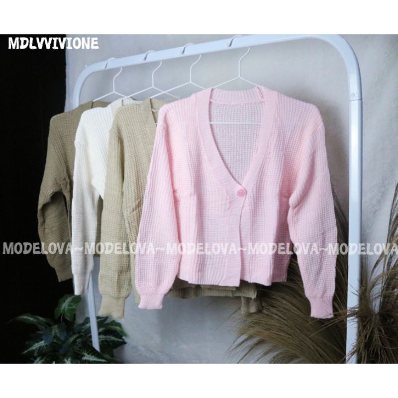 MDLV ~ BAJU RAJUT CARDI VIVI ONE BUTTON // CARDIGAN RAJUT CEWEK // KNIT WOMEN OUTER / FASHION WANITA