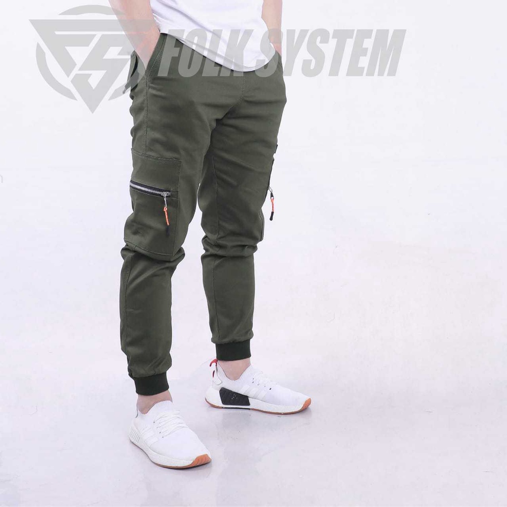 Celana Panjang Chino Jogger Cargo Pria WL original Folksystem