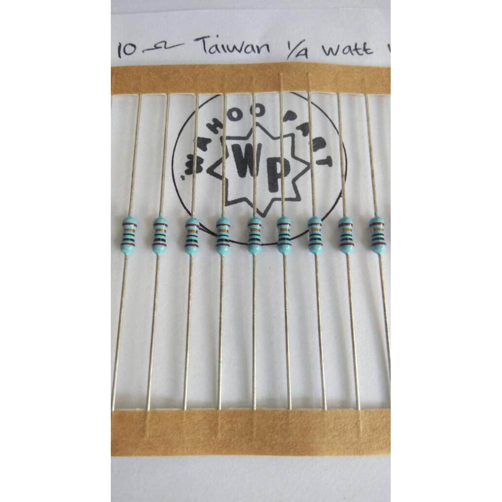 Resistor Taiwan 10 Ohm Metal Film 1/4 Watt 1% Wahooo Berkualitas
