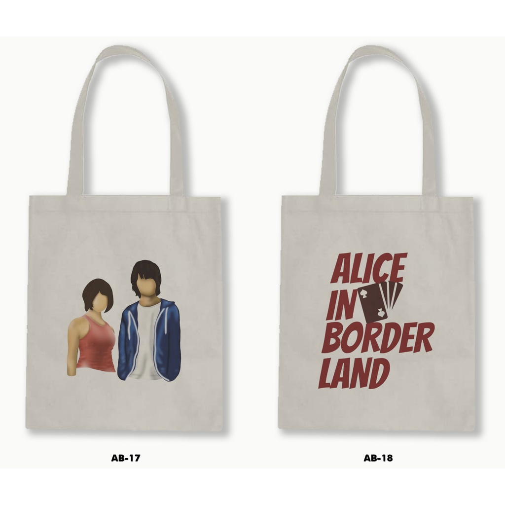 Tas Tote Bag Resleting Kanvas/Blacu  - Alice In Borderland / Netflix Series .02
