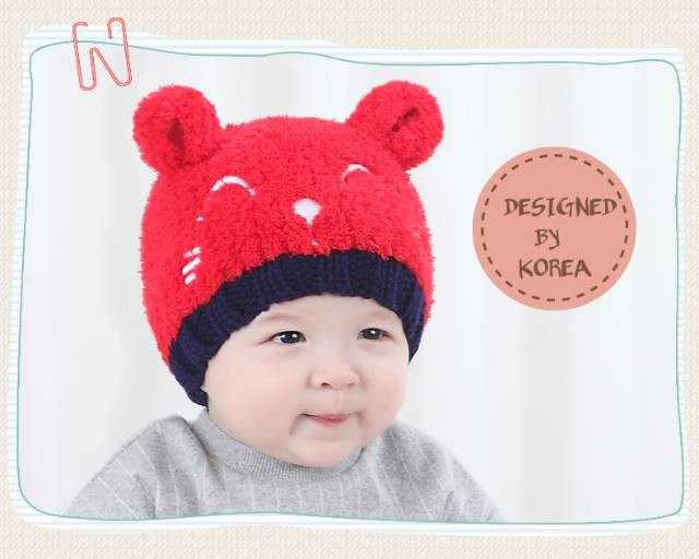 CHUBBI 9 Topi Anak Rajut Wol 3D Smiley Face